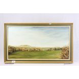 Framed Oil on board by J Russell, titled "A View from Pilton Road to North Wootton" with Glastonbury