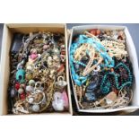 A large quantity of costume jewellery to include necklaces, bangles and bracelets (4 boxes)