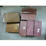 Four Early 20th century Maroon Cardboard Filing Boxes numbered 1.2. 3 and 7 together with Two