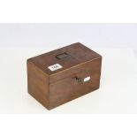 Vintage Mahogany Tea caddy with key and glass mixing bowl
