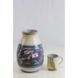 Carter Stabler Adams Poole pottery "Bluebird" vase and a mug with Duck decoration
