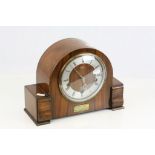 Smiths Enfield oak cased Mantle clock with Westminster chimes