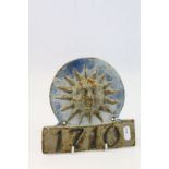 Painted Salop Iron Fire Plaque with Sun design and numbered 1710