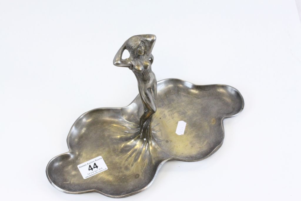 Art Nouveau style metal tray with female figure to centre - Image 3 of 3