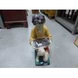 Plaster stand in the form of a kneeling Boy with 1930's RD number to base