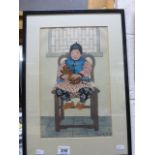 Framed & glazed signed woodblock print "Young Old China" 1922 by Elizabeth Keith (1887 - 1956)