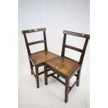 Pair of 19th century Mahogany Hall / Dining Chairs with Solid Seats