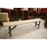 Scaffold Plank Bench raised on Industrial Iron Legs