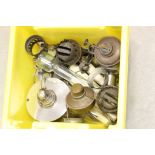 Box of mixed Oil lamp parts to include Funnels, Wicks etc