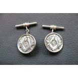 Pair of silver Masonic cufflinks