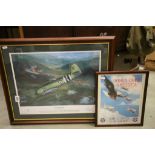 Wings over America framed & glazed print and a framed & glazed limited edition P Jackson print "Fist