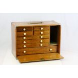 Wooden Carpenters tool box with lockable front and integral drawers