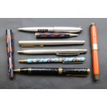 Collection of pens to include a Parker Lady Duofold 18ct nib Luxury Curb fountain pen