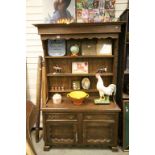 Mid 20th century Oak Dresser with Shelves over Two Drawers and Two Cupboards