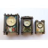 Three miniature mantle clocks (NOT Omega)