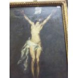 Oil on Board Crucifixion Scene, signed indistinctly