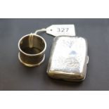 Late Victorian silver cigarette case, engraved foliate scroll decoration, initials to central