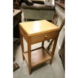 Army Issue Pale Oak Side Table with Single Drawer and Shelf Below