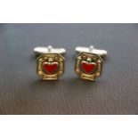 Pair of silver and enamel cufflinks