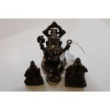 Three Indian figure to include two of Ganesh