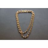 9ct yellow gold belcher link chain necklace, length approximately 50cm
