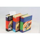 Three J K Rowling Harry Potter 1st Edition books t include; Half Blood Prince, Goblet of Fire &