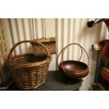 Two Wicker Baskets and a Lacquer Basket