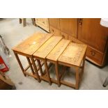 Nest of Four Side Tables with Floral Carved Top