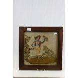 Framed & glazed 19th Century Tapestry picture of a Figure Dancing