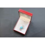 Silver CZ and turquoise pendant necklace on silver chain