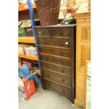 Mid 20th century Tall Oak Chest of Two Short over Six Long Drawers