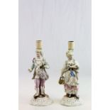 Pair of 19th Century ceramic figurines, modelled as Candlesticks