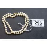 A fine cultured pearl necklace with 18ct yellow gold clasp