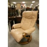 German ' Himolla ' Cream Leather Relaxer Chair