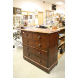 Victorian Mahogany Chest of Two Short over Three Long Drawers, the turned mahogany handles with