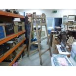 Set of Vintage Large Decorators Step Ladders with original paint and marked ' F W Fowler, Builder,