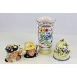 Poole vase, Noritake honey pot, Royal Doulton Christopher Columbus character jug and a Fireman