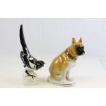 USSR ceramic models of a Boxer dog and a Magpie
