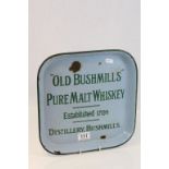 Vintage Enamel "Old Bushmills Pure Malt Whisky" pub tray