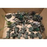 Collection of 24 Army Artillery Guns including Dinky 88mm Guns and Britains plus Two Canons, etc (