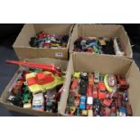 Collection of Loose Playworn Diecast Vehicles including Lesney, Matchbox and Corgi (in 4 small