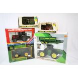 Five boxed ERTL 1:32 Tractors to include John Deere Battery Operated 4 Wheel Drive Tractor with