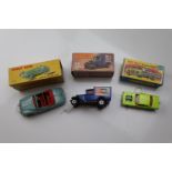 Three diecast model vehicles to include Dinky Austin Atlantic (incorrectly boxed), Matchbox 75