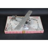 Boxed Metalcraft Spirit of St Louis Kit which builds over 25 airplanes, with a built model plane,