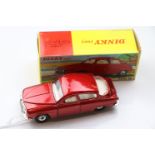 Boxed 156 Saab 96 Opening Doors Tipping Seats in metallic red, diecast excellent, box gd with one