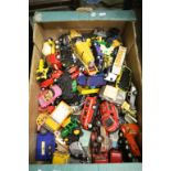 Assorted playworn diecast vehicles including Matchbox, Tonka, Dinky, Polistil, Burago etc