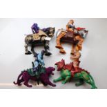 Collection of four original Mattel He Man Masters of the Universe accessory animals and four figures