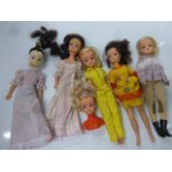 Five original Sindy dolls including Made in Hong Kong addition outfits both original and custom