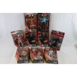 Nine boxed and unopened Mattel WWE figures to include Ultimate Warrior, Brutu the Barber Beefcake,