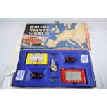 Boxed Rallye Monte Carlo by Fernel Developments with both Corgi Morris Minor in maroon, diecast is